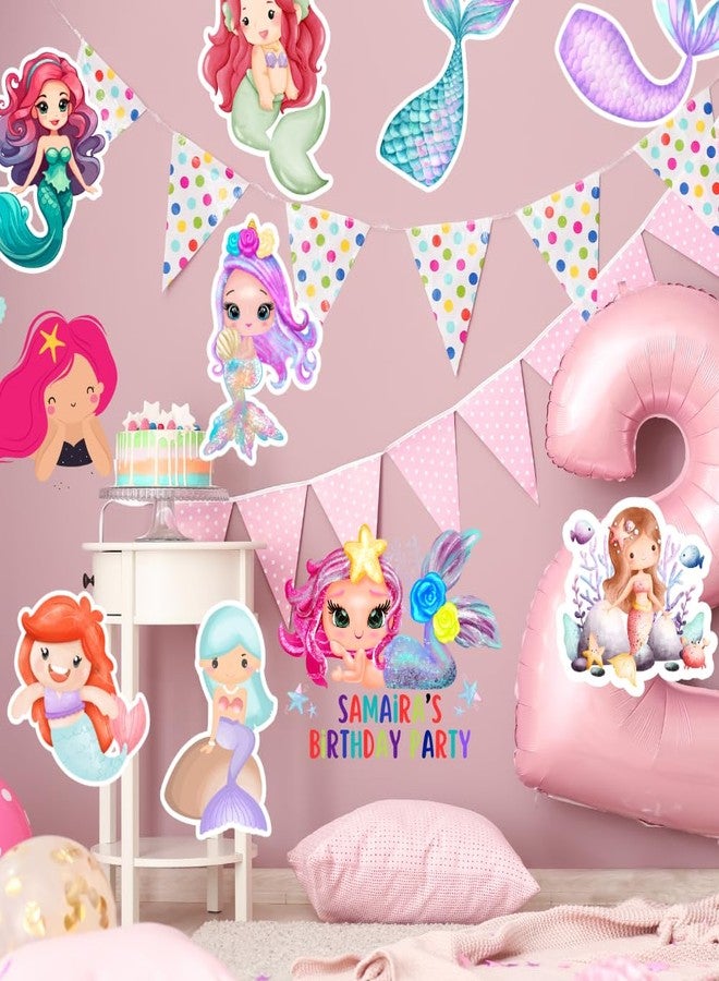 Yellow Nuts Personalized Mermaid Sea Birthday Party Cutouts Big Size Home Kids Room Party Hall Decoration Walls Ceiling - Image 1